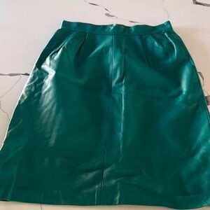 Chic Teal Leather A-Line Skirt